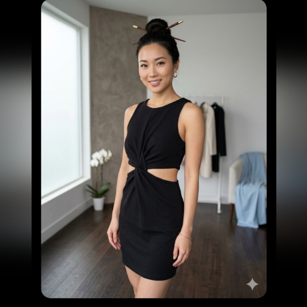 wild fable Black Twist side  Cutout Bodycon Dress 22 inches p2p